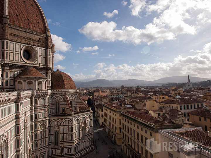 Professional Architectural Photography Florence skyline, bright sunny day.